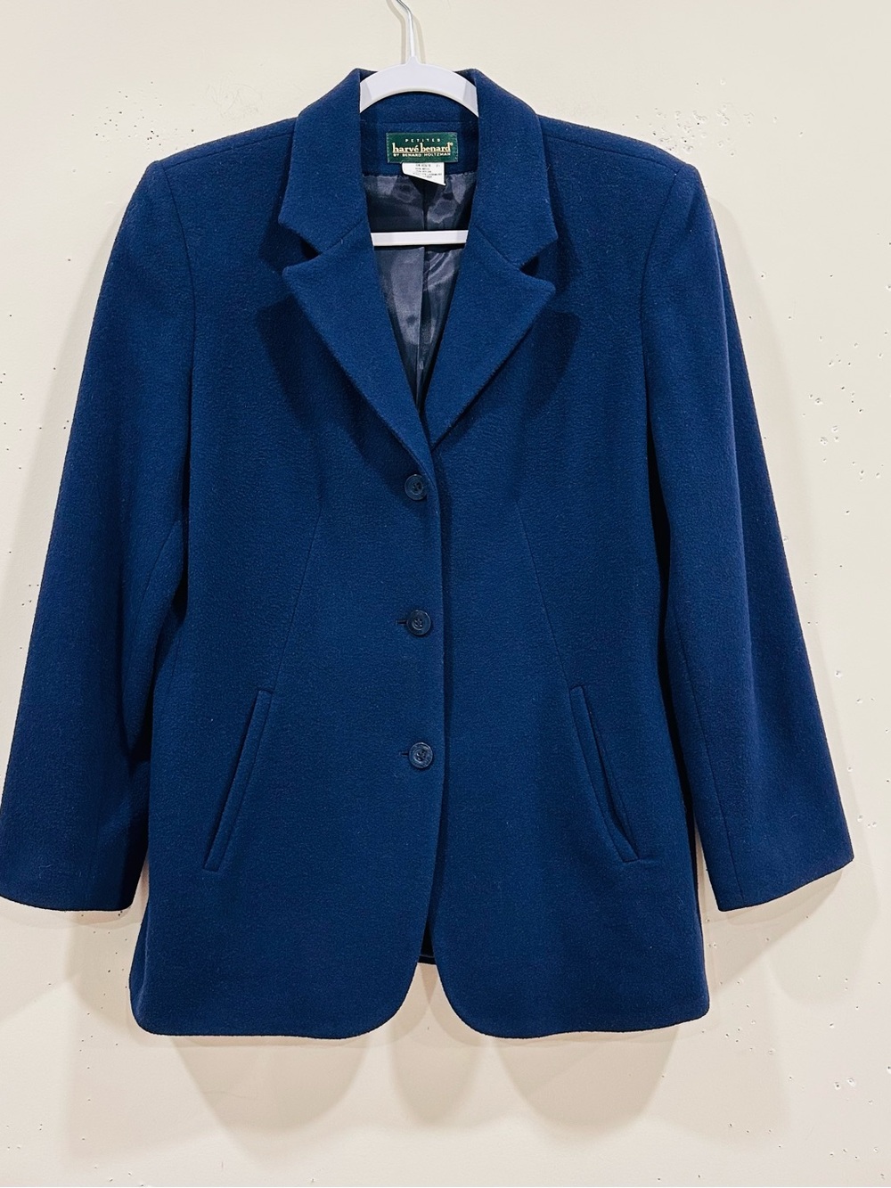 VTG Harve Benard Petites Blue Wool Cashmere Blend Blazer Coat Jacket Size 10P